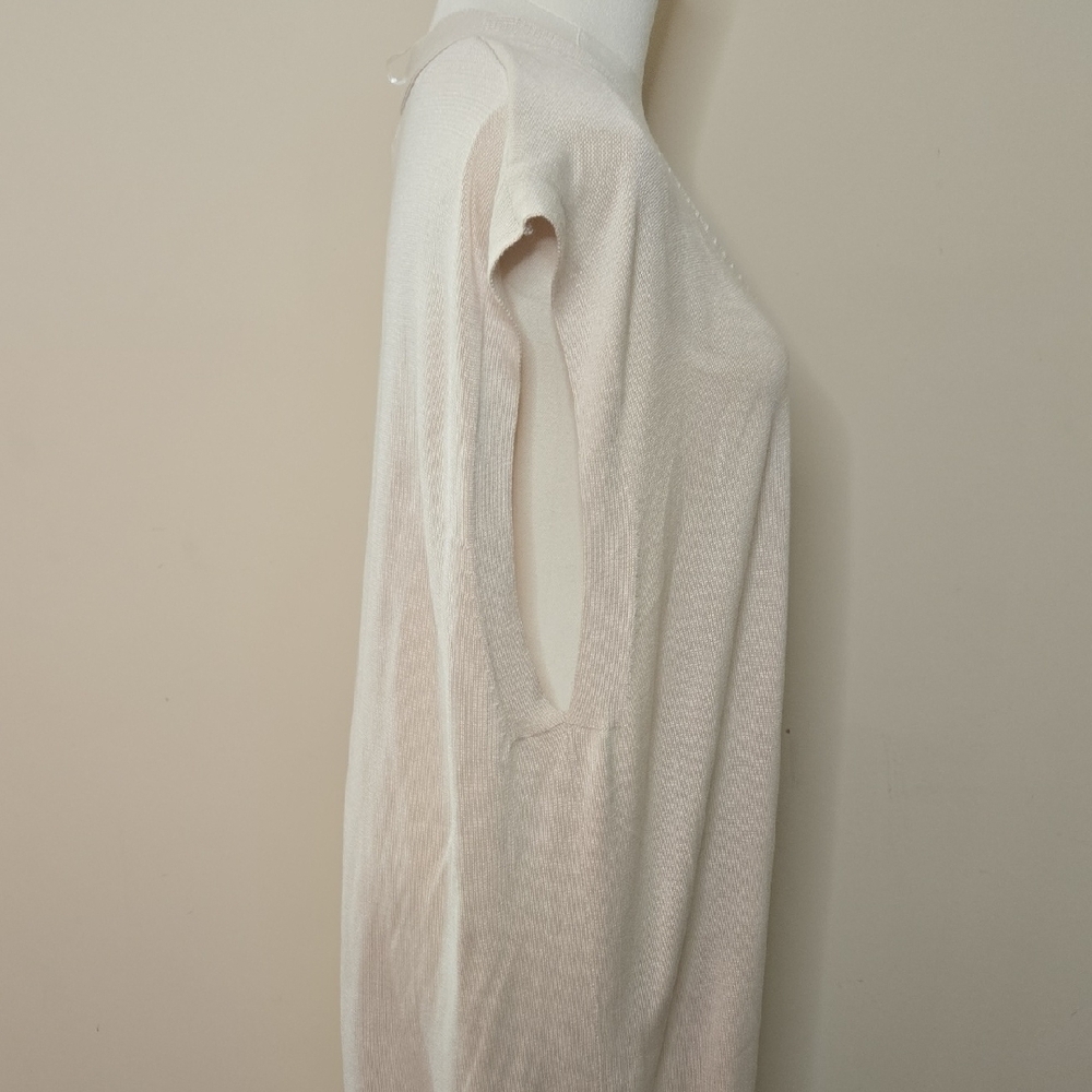 H&M Sleeveless Beige Knit Maxi Dress Duster – Button-Down Minimalist Chic Large - Picture 4 of 8